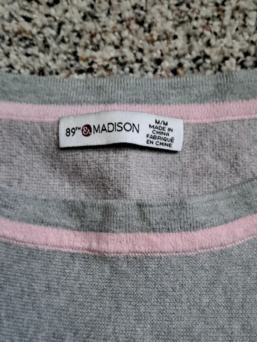 89th & Madison Light Blue Sweater with Pale Pink Heart